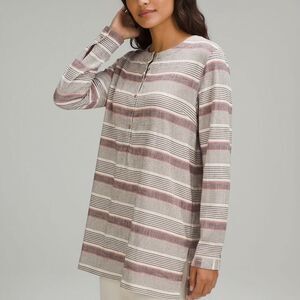 Duluth Trading Company Hemp Blend Striped Tunic Top Size Large w/ Pockets